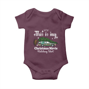 This Is My Christmas Movie Watching Baby Onesie Vintage Xmas Tree Car TS11 Maroon Print Your Wear