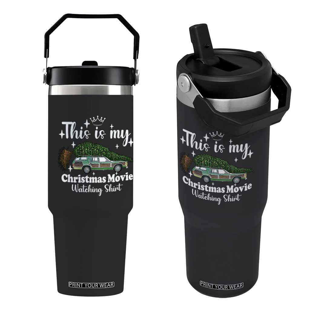 This Is My Christmas Movie Watching Flip Straw Tumbler Vintage Xmas Tree Car TS11 One Size: 30 oz Black Print Your Wear