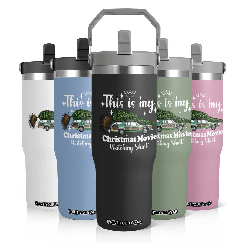 This Is My Christmas Movie Watching Flip Straw Tumbler Vintage Xmas Tree Car TS11 Print Your Wear