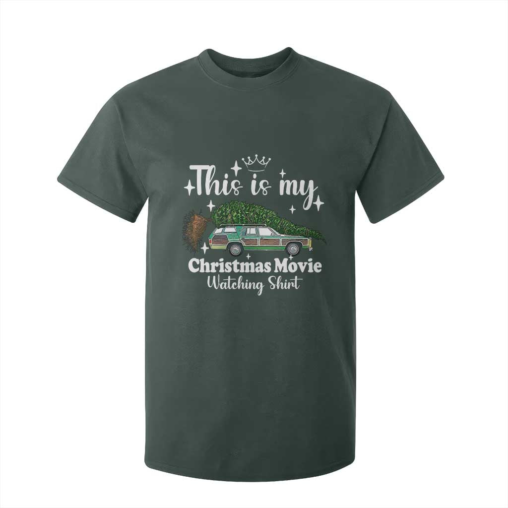 This Is My Christmas Movie Watching T Shirt For Kid Vintage Xmas Tree Car TS11 Dark Forest Green Print Your Wear