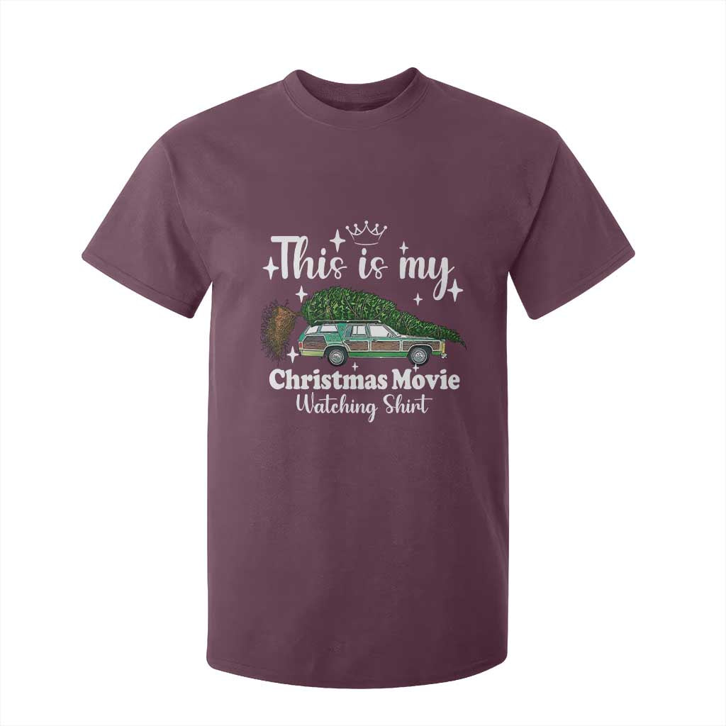 This Is My Christmas Movie Watching T Shirt For Kid Vintage Xmas Tree Car TS11 Maroon Print Your Wear