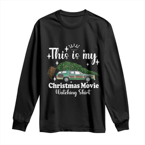 This Is My Christmas Movie Watching Long Sleeve Shirt Vintage Xmas Tree Car TS11 Black Print Your Wear