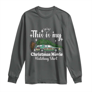 This Is My Christmas Movie Watching Long Sleeve Shirt Vintage Xmas Tree Car TS11 Dark Heather Print Your Wear