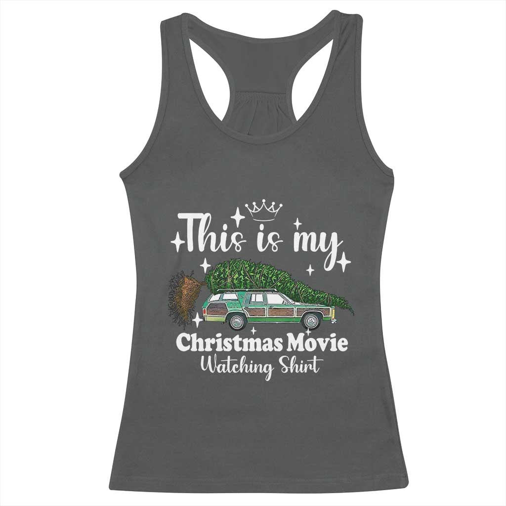 This Is My Christmas Movie Watching Racerback Tank Top Vintage Xmas Tree Car TS11 Dark Heather Print Your Wear