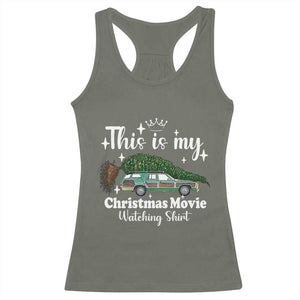 This Is My Christmas Movie Watching Racerback Tank Top Vintage Xmas Tree Car TS11 Military Green Print Your Wear