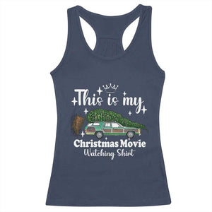 This Is My Christmas Movie Watching Racerback Tank Top Vintage Xmas Tree Car TS11 Navy Print Your Wear