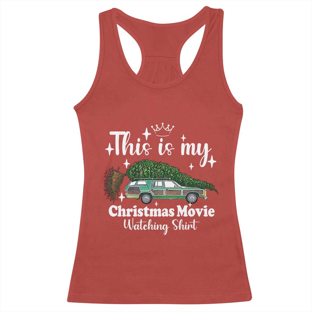 This Is My Christmas Movie Watching Racerback Tank Top Vintage Xmas Tree Car TS11 Red Print Your Wear