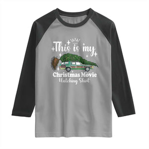 This Is My Christmas Movie Watching Raglan Shirt Vintage Xmas Tree Car TS11 Sport Gray Black Print Your Wear