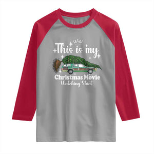 This Is My Christmas Movie Watching Raglan Shirt Vintage Xmas Tree Car TS11 Sport Gray Red Print Your Wear