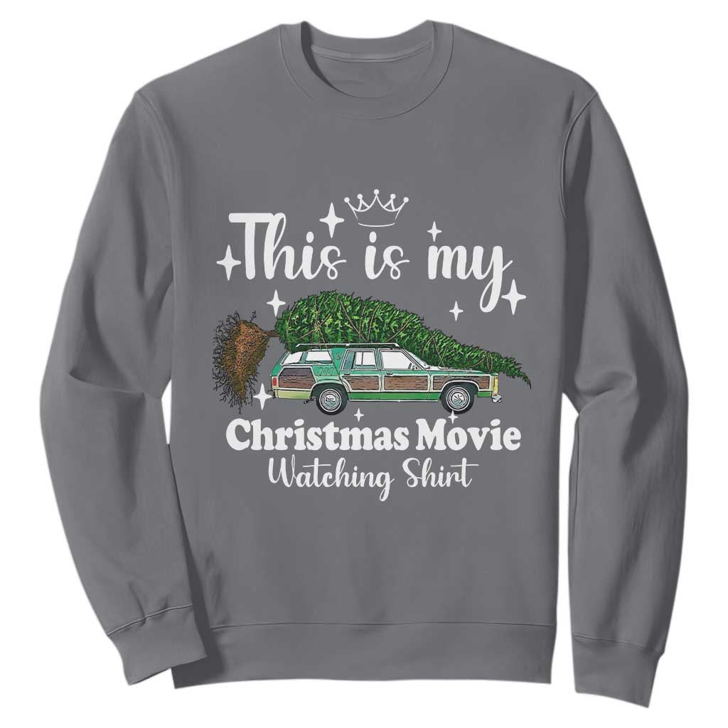 This Is My Christmas Movie Watching Sweatshirt Vintage Xmas Tree Car TS11 Charcoal Print Your Wear