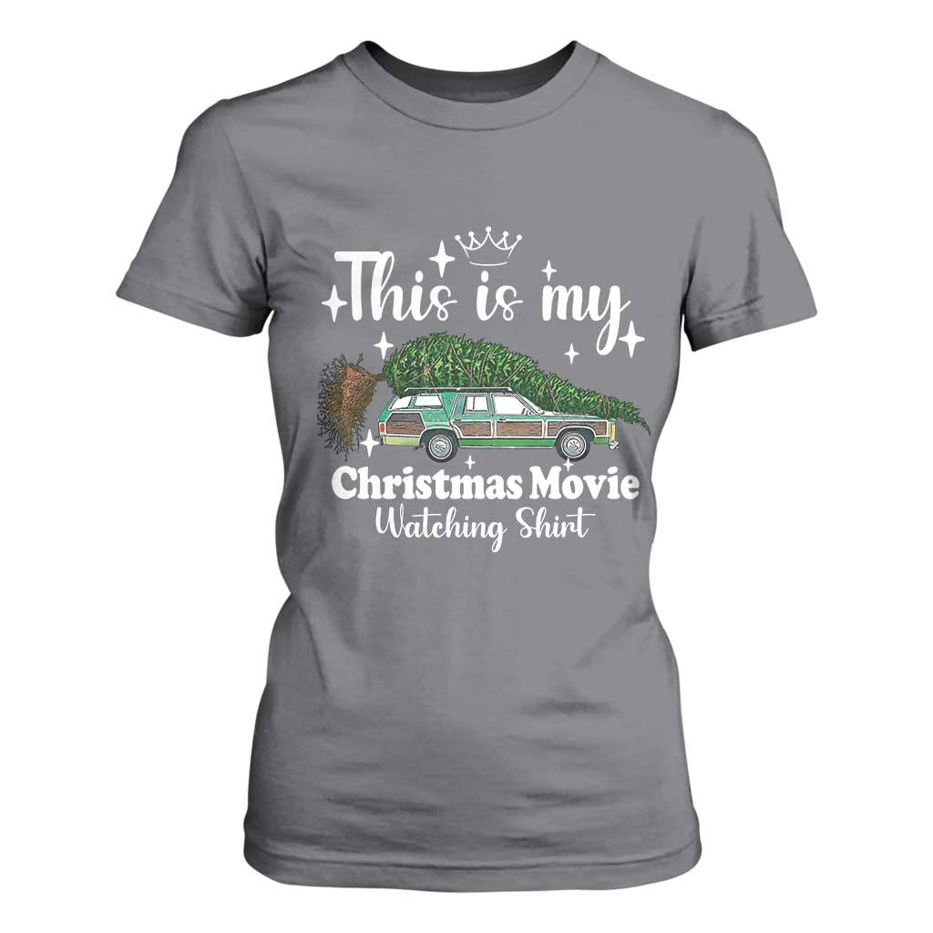This Is My Christmas Movie Watching T Shirt For Women Vintage Xmas Tree Car TS11 Charcoal Print Your Wear