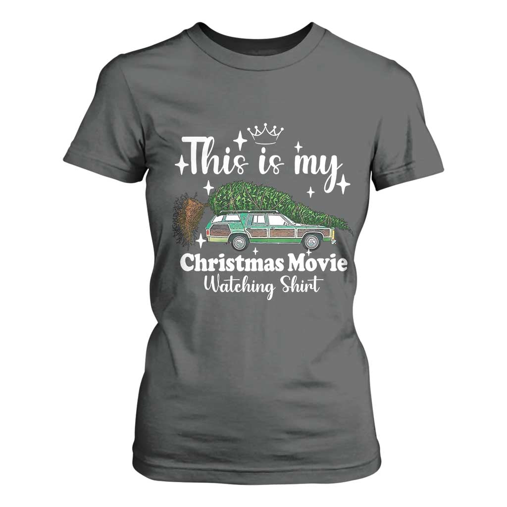 This Is My Christmas Movie Watching T Shirt For Women Vintage Xmas Tree Car TS11 Dark Heather Print Your Wear