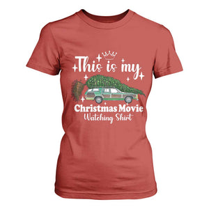 This Is My Christmas Movie Watching T Shirt For Women Vintage Xmas Tree Car TS11 Red Print Your Wear
