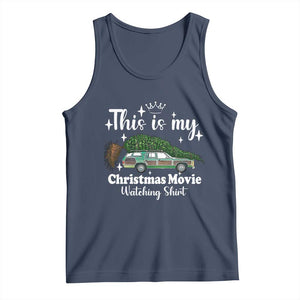 This Is My Christmas Movie Watching Tank Top Vintage Xmas Tree Car TS11 Navy Print Your Wear