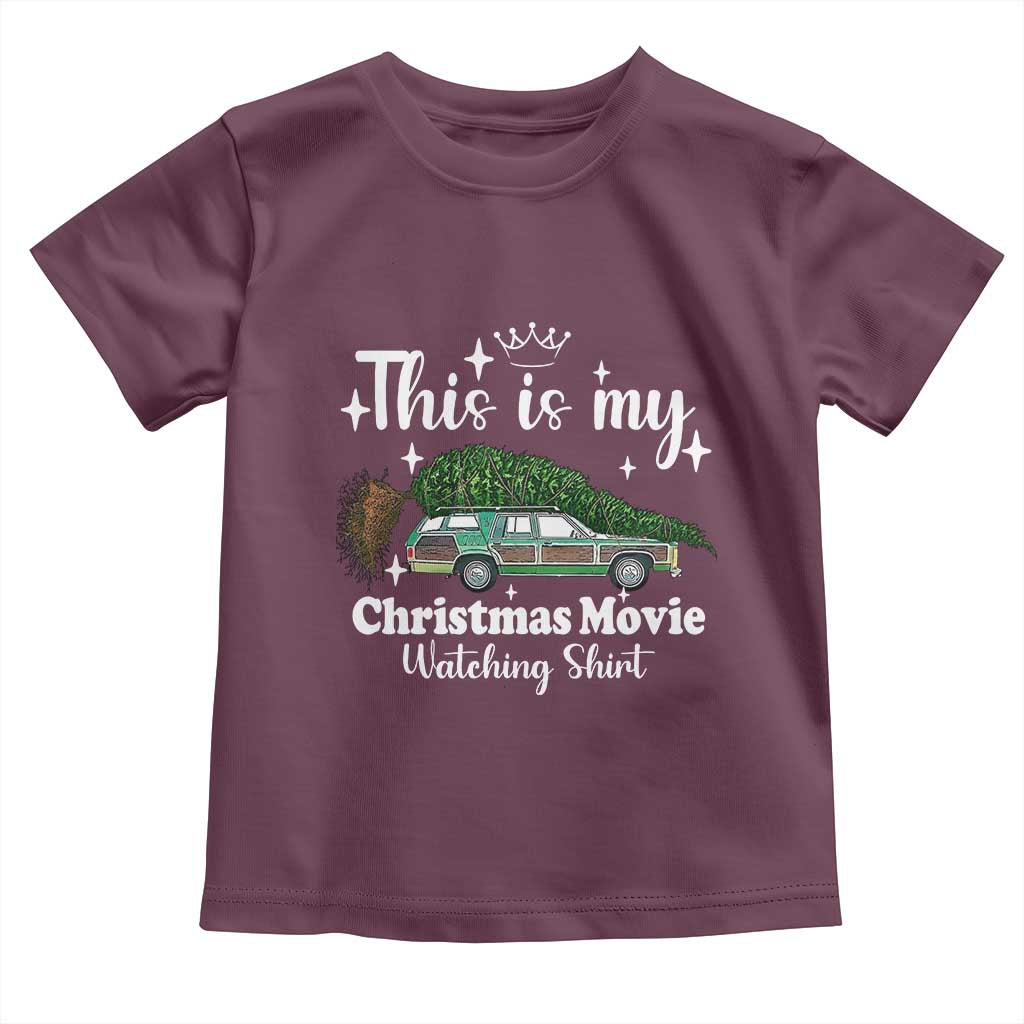 This Is My Christmas Movie Watching Toddler T Shirt Vintage Xmas Tree Car TS11 Maroon Print Your Wear