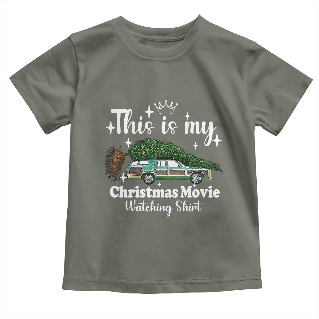 This Is My Christmas Movie Watching Toddler T Shirt Vintage Xmas Tree Car TS11 Military Green Print Your Wear