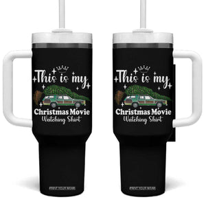 This Is My Christmas Movie Watching Tumbler With Handle Vintage Xmas Tree Car TS11 One Size: 40 oz Black Print Your Wear