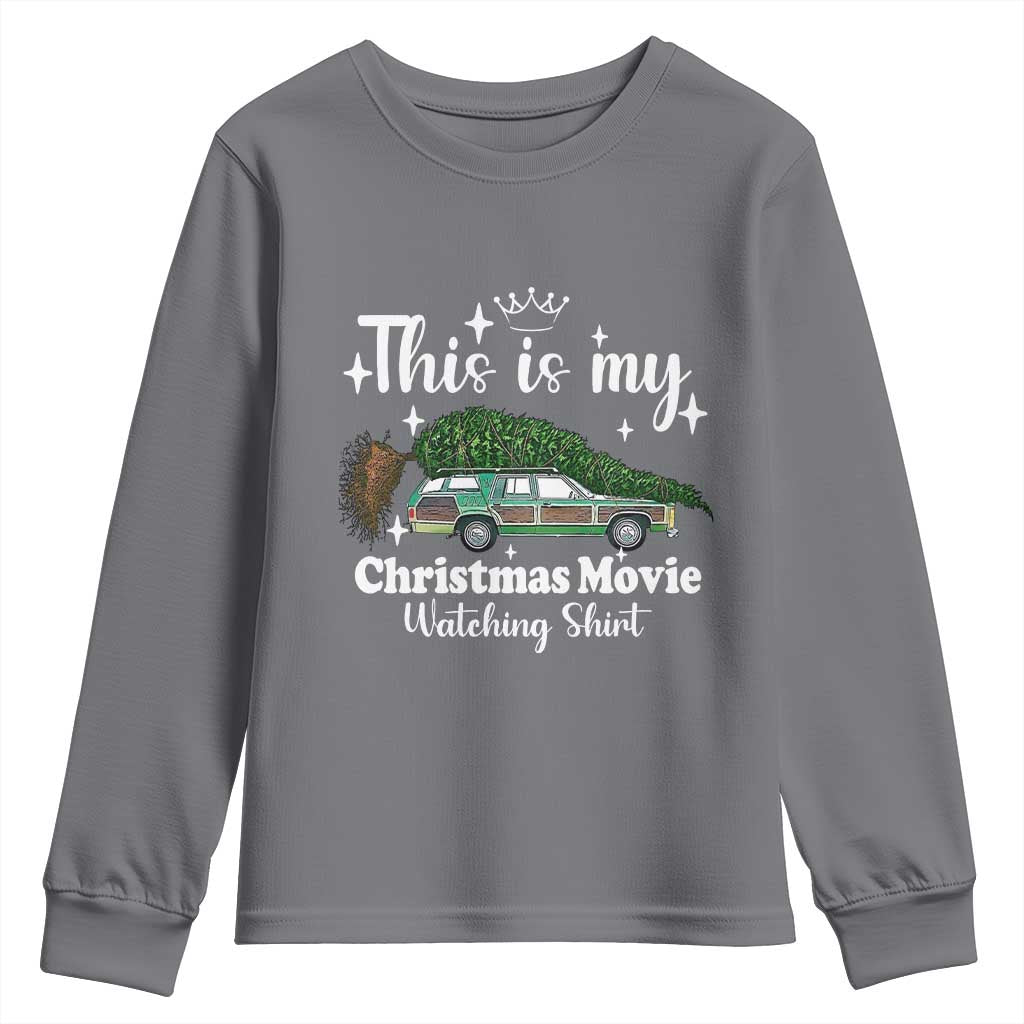 This Is My Christmas Movie Watching Youth Sweatshirt Vintage Xmas Tree Car TS11 Charcoal Print Your Wear