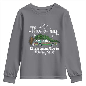 This Is My Christmas Movie Watching Youth Sweatshirt Vintage Xmas Tree Car TS11 Charcoal Print Your Wear