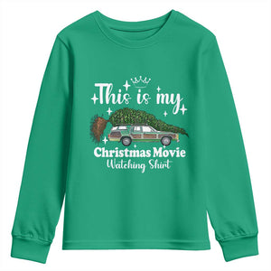 This Is My Christmas Movie Watching Youth Sweatshirt Vintage Xmas Tree Car TS11 Irish Green Print Your Wear