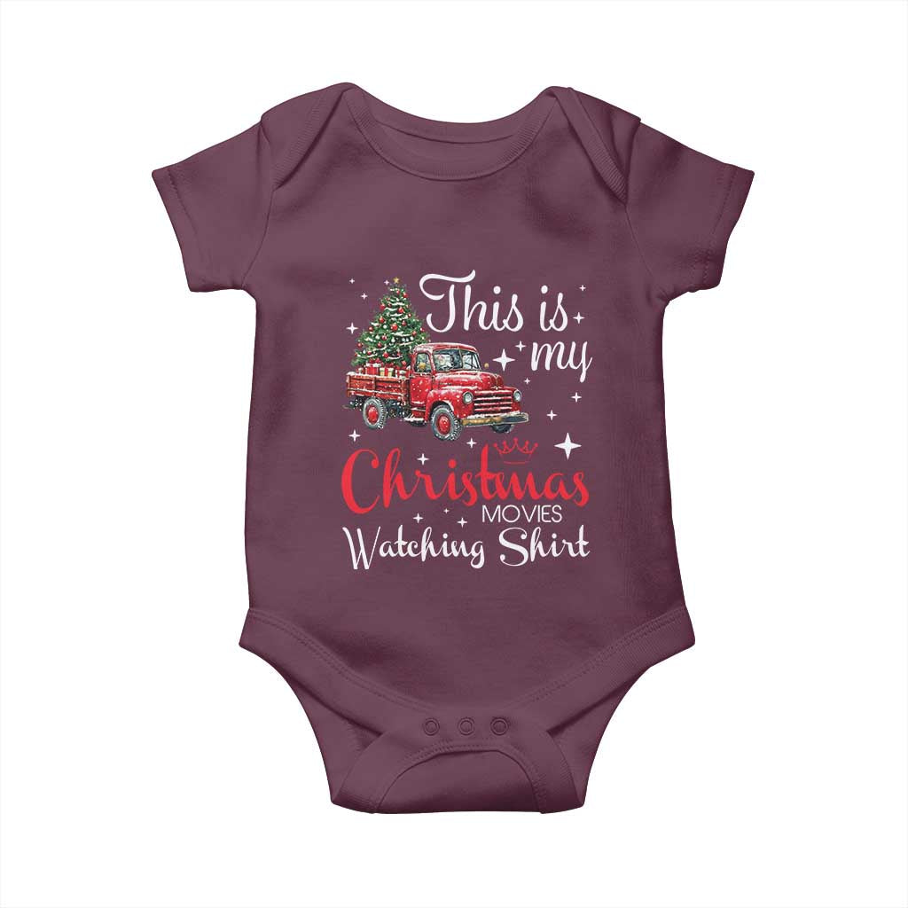 This Is My Christmas Movie Watching Baby Onesie Vintage Red Truck TS11 Maroon Print Your Wear
