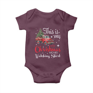 This Is My Christmas Movie Watching Baby Onesie Vintage Red Truck TS11 Maroon Print Your Wear