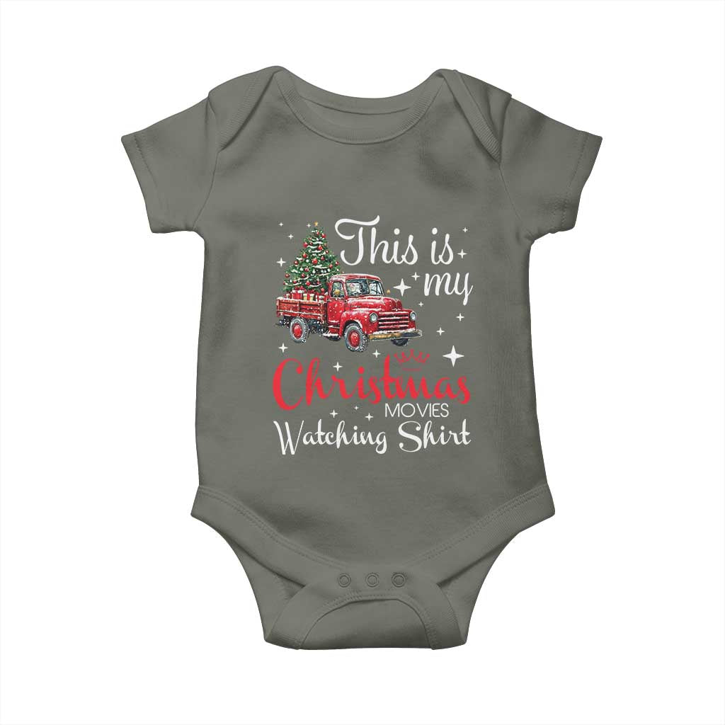 This Is My Christmas Movie Watching Baby Onesie Vintage Red Truck TS11 Military Green Print Your Wear