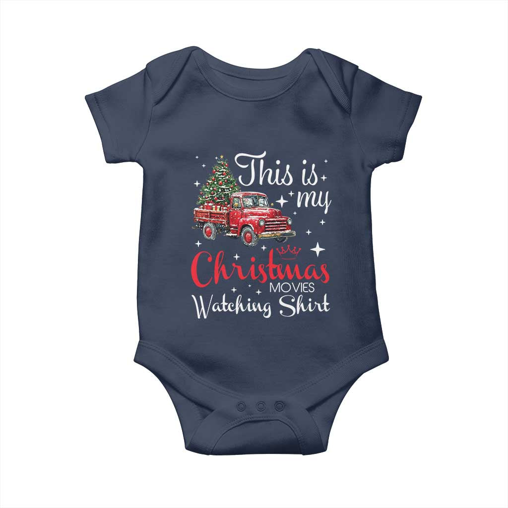 This Is My Christmas Movie Watching Baby Onesie Vintage Red Truck TS11 Navy Print Your Wear