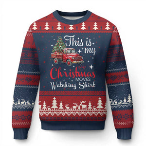 This Is My Xmas Movie Watching Ugly Christmas Sweater Vintage Red Truck TS11 Navy Red Print Your Wear