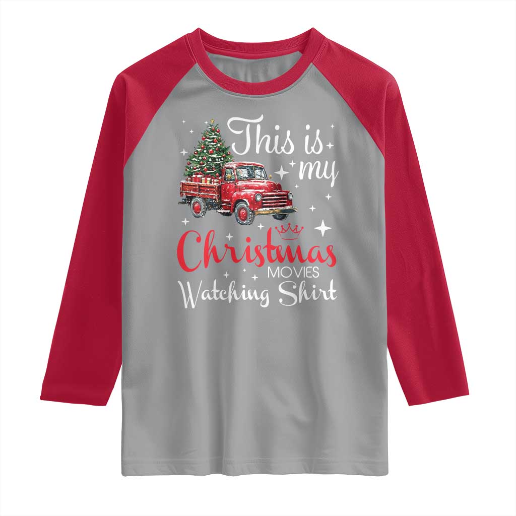 This Is My Christmas Movie Watching Raglan Shirt Vintage Red Truck TS11 Sport Gray Red Print Your Wear