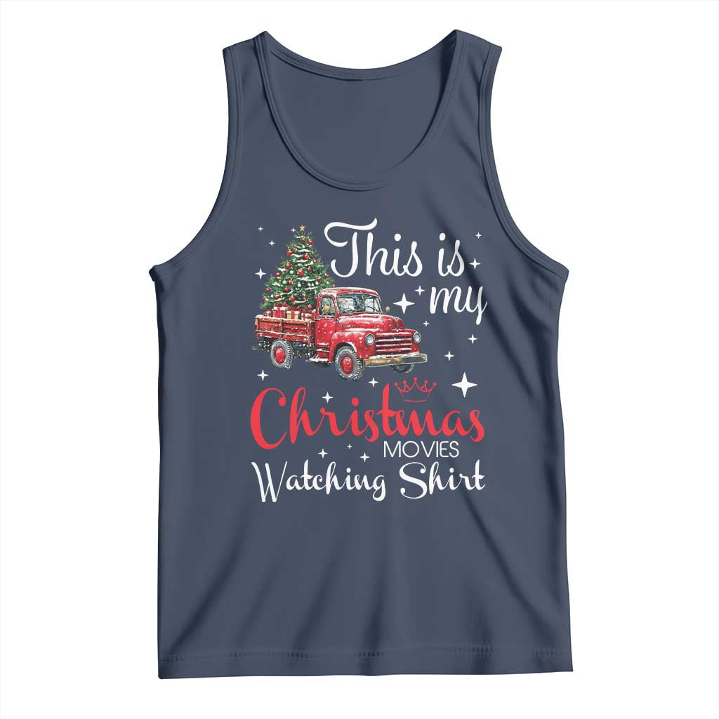 This Is My Christmas Movie Watching Tank Top Vintage Red Truck TS11 Navy Print Your Wear