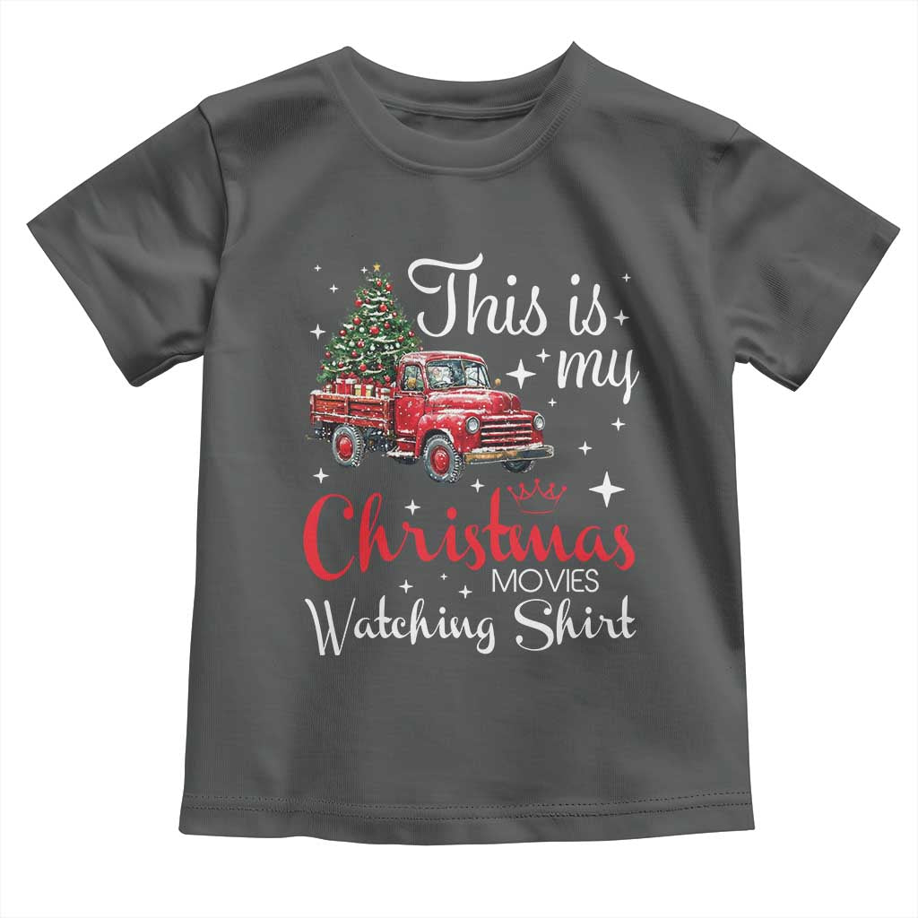 This Is My Christmas Movie Watching Toddler T Shirt Vintage Red Truck TS11 Dark Heather Print Your Wear