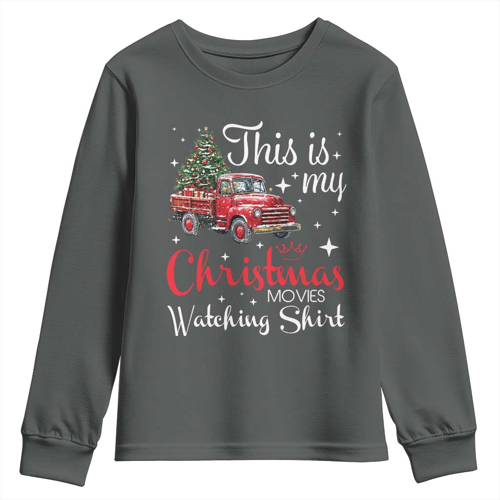 This Is My Christmas Movie Watching Youth Sweatshirt Vintage Red Truck TS11 Dark Heather Print Your Wear