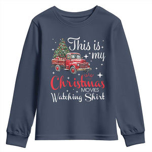 This Is My Christmas Movie Watching Youth Sweatshirt Vintage Red Truck TS11 Navy Print Your Wear