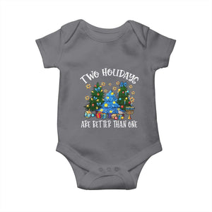 Christmas Hanukkah Baby Onesie Two Holidays Are Better Than One Christmukkah Tree TS11 Charcoal Print Your Wear