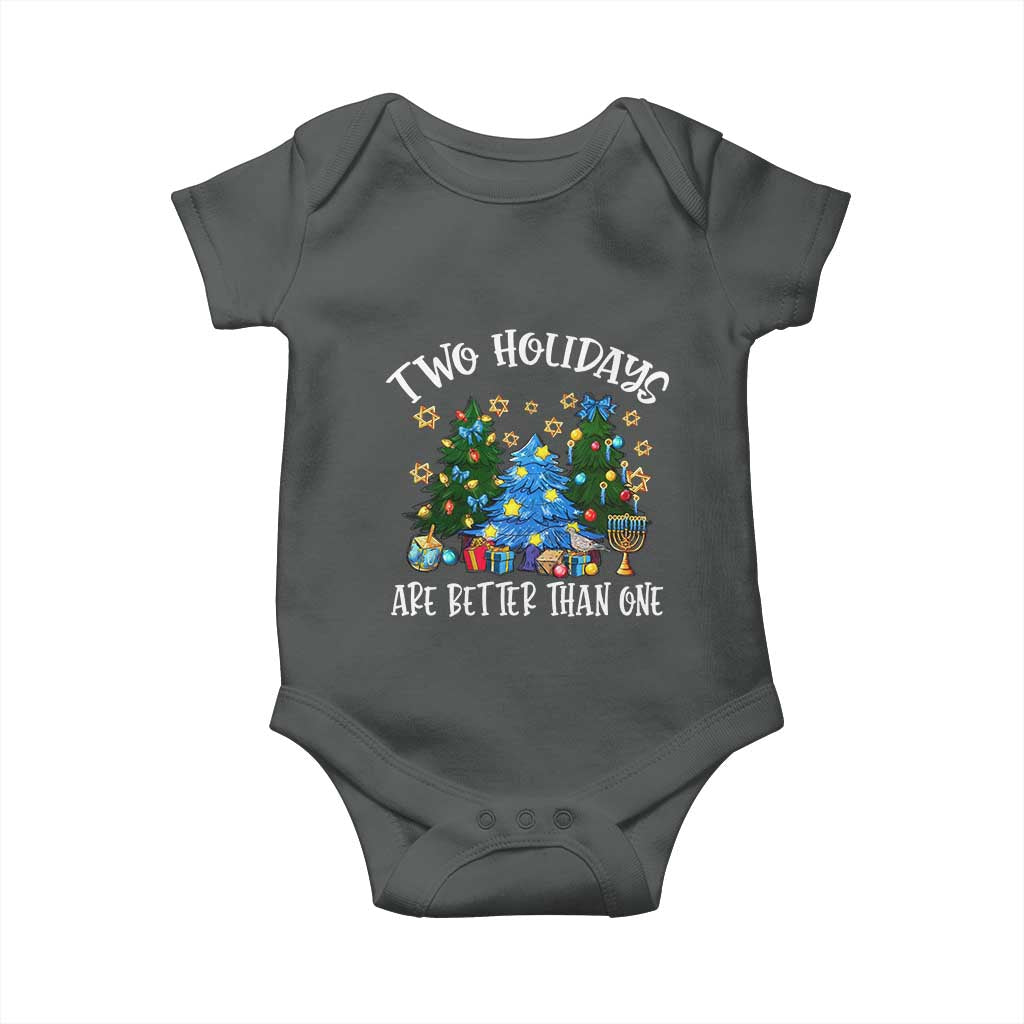 Christmas Hanukkah Baby Onesie Two Holidays Are Better Than One Christmukkah Tree TS11 Dark Heather Print Your Wear