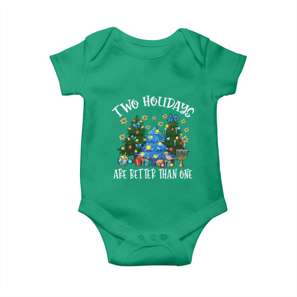 Christmas Hanukkah Baby Onesie Two Holidays Are Better Than One Christmukkah Tree TS11 Irish Green Print Your Wear