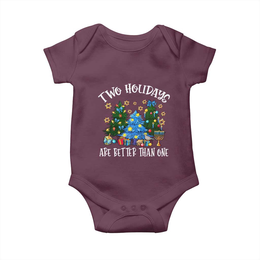 Christmas Hanukkah Baby Onesie Two Holidays Are Better Than One Christmukkah Tree TS11 Maroon Print Your Wear