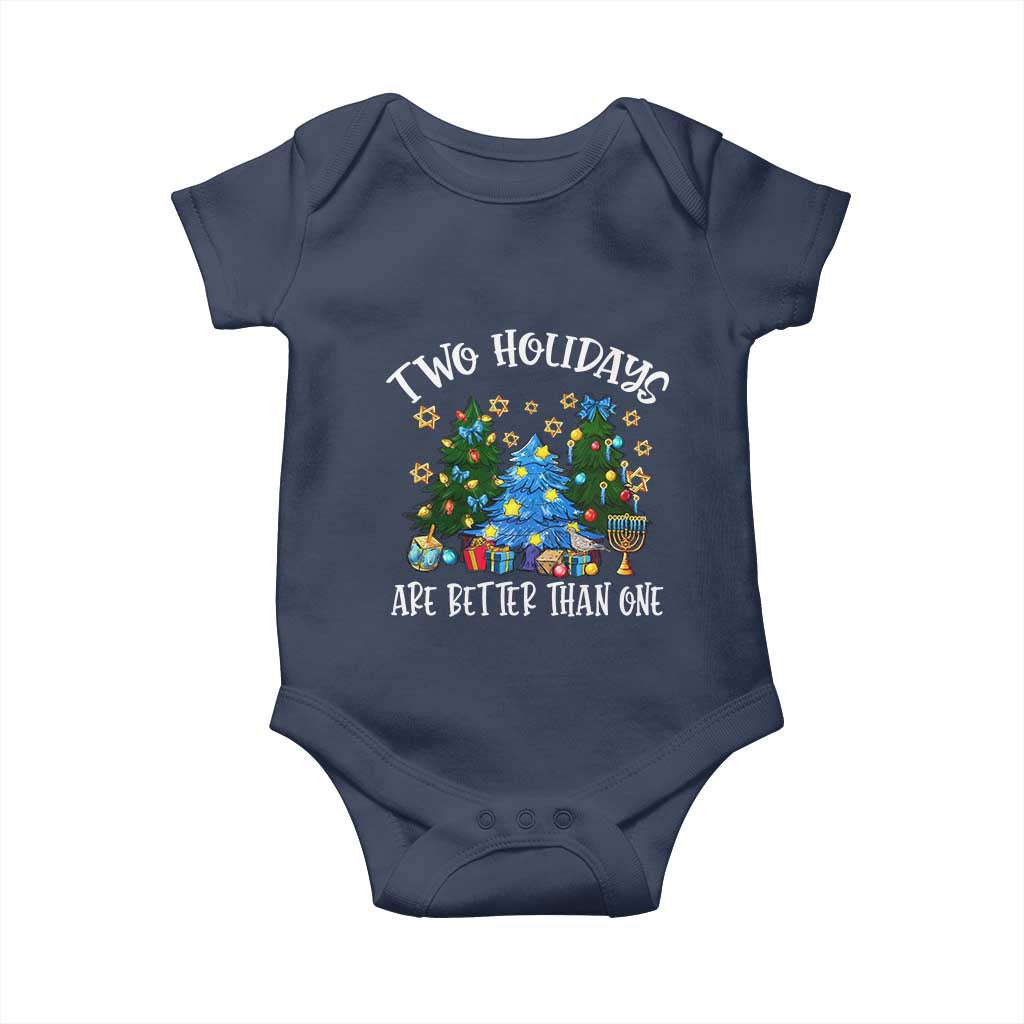 Christmas Hanukkah Baby Onesie Two Holidays Are Better Than One Christmukkah Tree TS11 Navy Print Your Wear