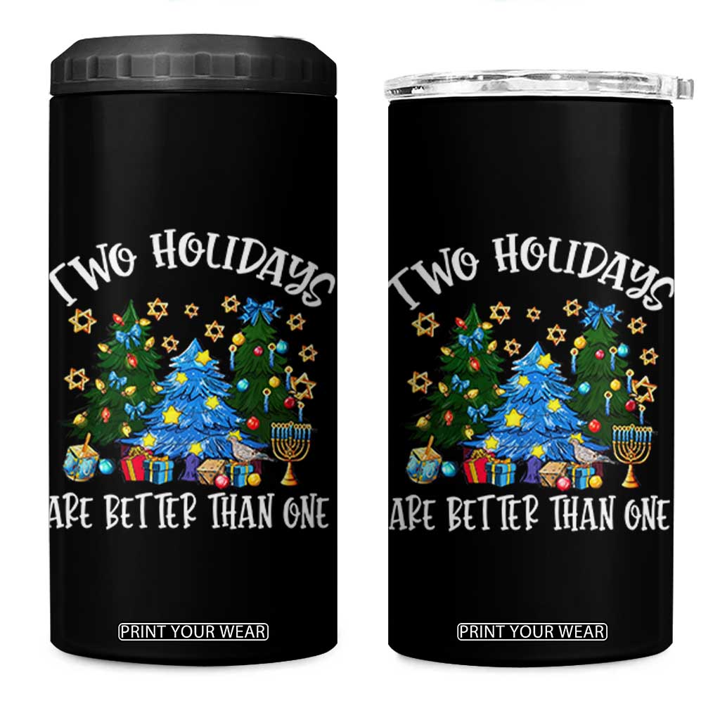 Christmas Hanukkah 4 in 1 Can Cooler Tumbler Two Holidays Are Better Than One Christmukkah Tree TS11 One Size: 16 oz Black Print Your Wear