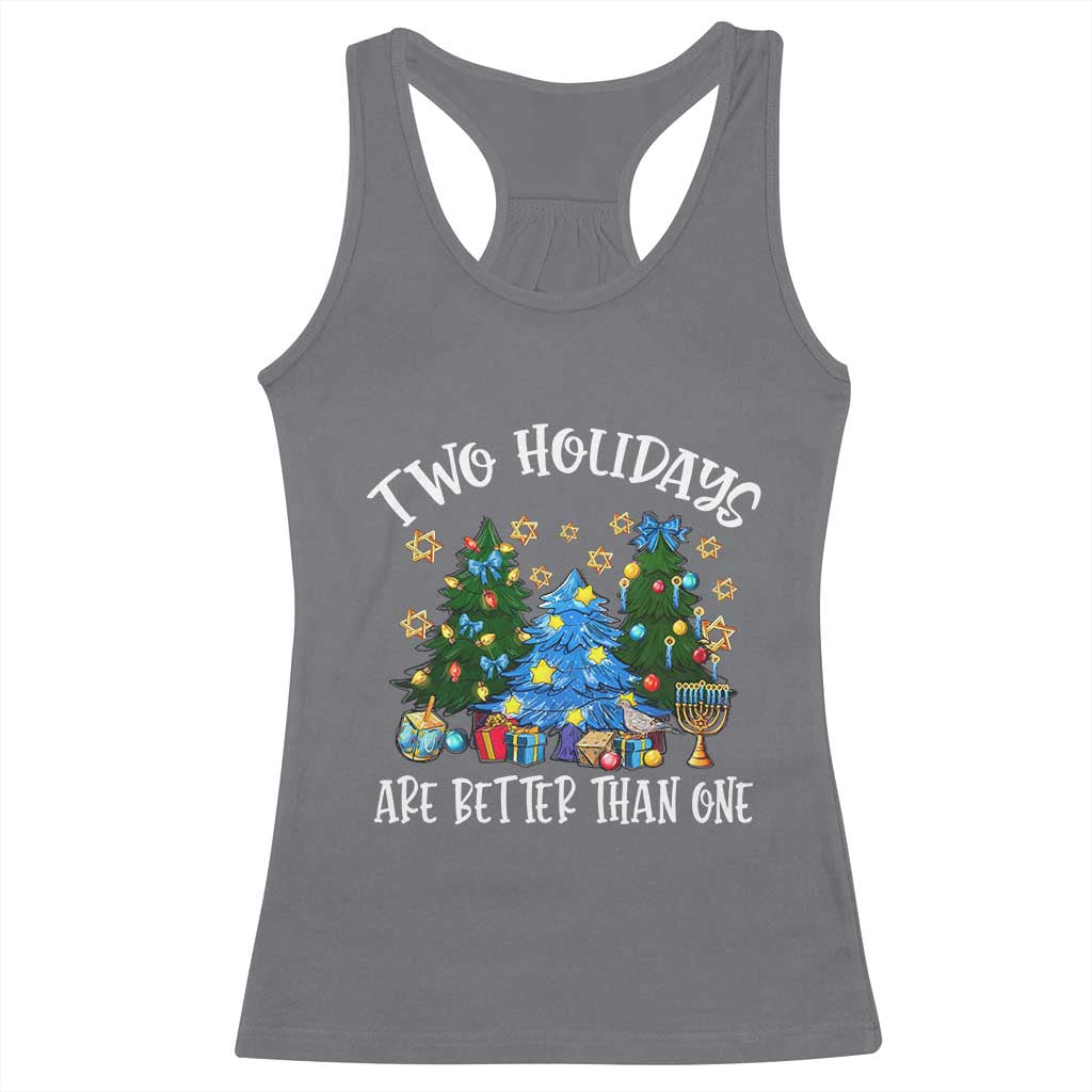 Christmas Hanukkah Racerback Tank Top Two Holidays Are Better Than One Christmukkah Tree TS11 Charcoal Print Your Wear