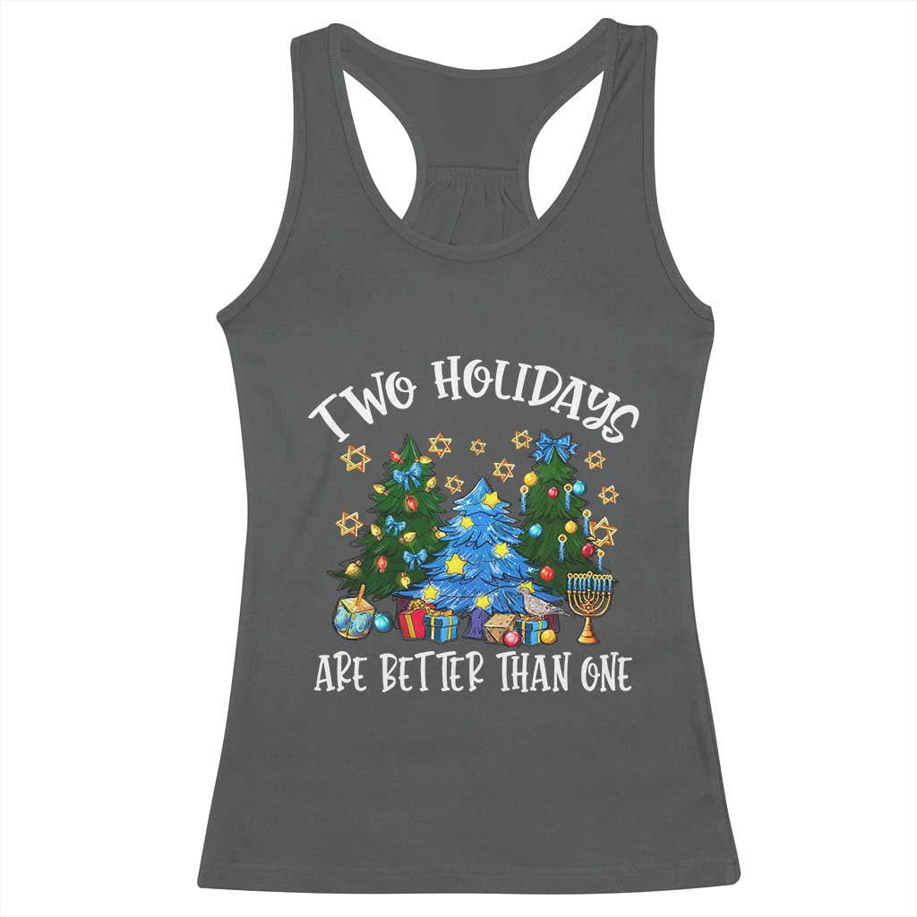 Christmas Hanukkah Racerback Tank Top Two Holidays Are Better Than One Christmukkah Tree TS11 Dark Heather Print Your Wear