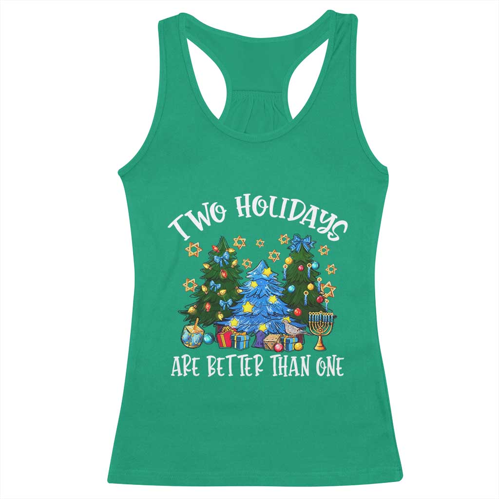Christmas Hanukkah Racerback Tank Top Two Holidays Are Better Than One Christmukkah Tree TS11 Irish Green Print Your Wear