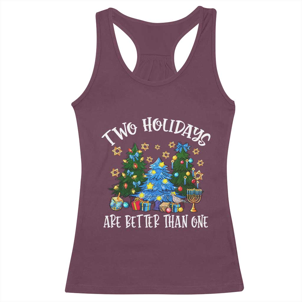 Christmas Hanukkah Racerback Tank Top Two Holidays Are Better Than One Christmukkah Tree TS11 Maroon Print Your Wear
