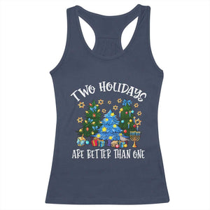 Christmas Hanukkah Racerback Tank Top Two Holidays Are Better Than One Christmukkah Tree TS11 Navy Print Your Wear