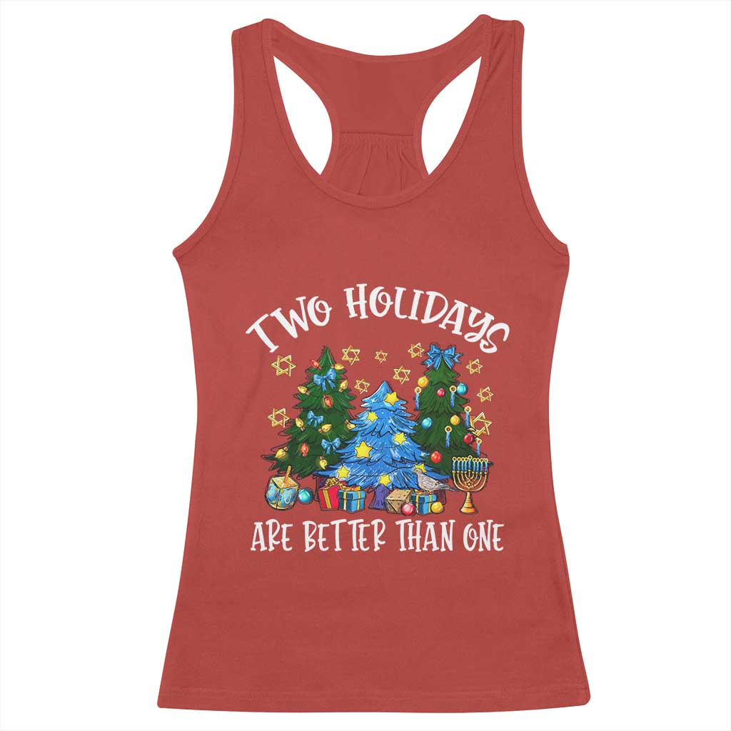 Christmas Hanukkah Racerback Tank Top Two Holidays Are Better Than One Christmukkah Tree TS11 Red Print Your Wear
