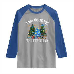 Christmas Hanukkah Raglan Shirt Two Holidays Are Better Than One Christmukkah Tree TS11 Sport Gray Royal Print Your Wear