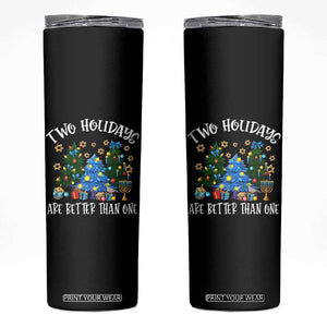 Christmas Hanukkah Skinny Tumbler Two Holidays Are Better Than One Christmukkah Tree TS11 Black Print Your Wear