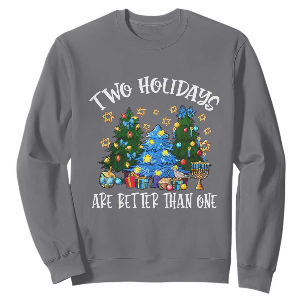 Christmas Hanukkah Sweatshirt Two Holidays Are Better Than One Christmukkah Tree TS11 Charcoal Print Your Wear