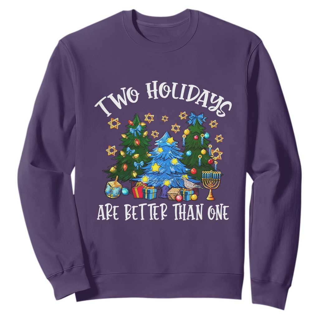 Christmas Hanukkah Sweatshirt Two Holidays Are Better Than One Christmukkah Tree TS11 Purple Print Your Wear